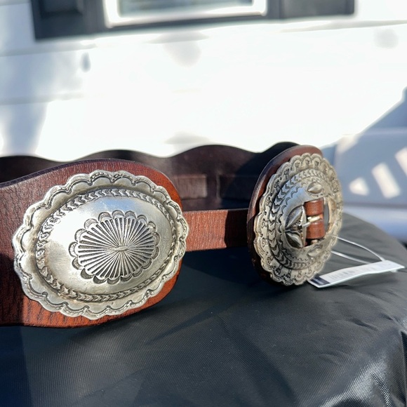 Vintage NWT Ralph Lauren Brown Leather Concho Belt with Silver Buckle main image 7